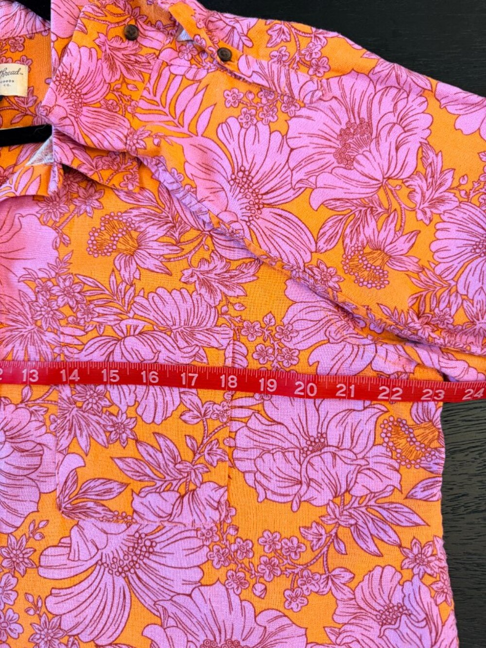 Universal Thread Floral Linen Rayon Button Down Shirt Orange Pink Large - Picture 6 of 7